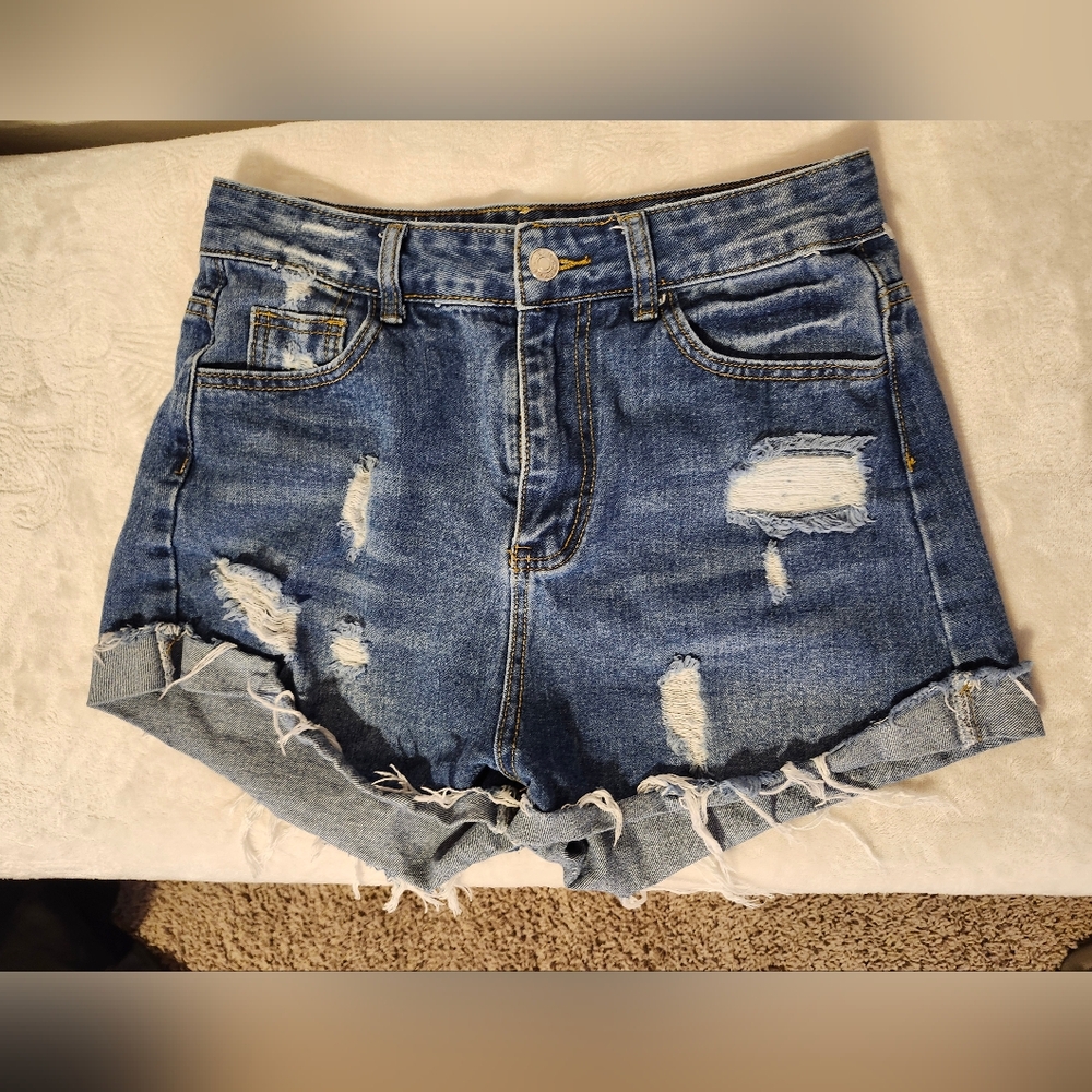 Distressed Denim Shorts
